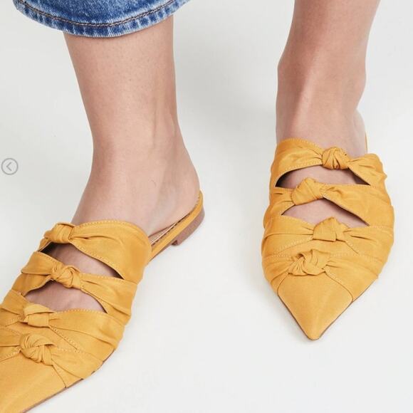 Sam Edelman Shanti Knotted Trim Pointed Toe Slide Mules Tuscan Yellow 8.5 - Picture 1 of 10